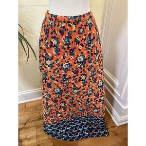 Vintage 60-70s Elverhoj West Indians‎ Orange Quilted Skirt 28" Waist